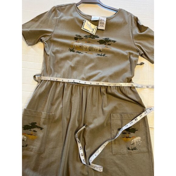 RARE! Vintage NWT Bobbie Brooks Women Sage maxi Dress S 100% Cotton With Pockets - Picture 10 of 11